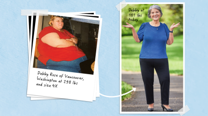 Debby Rose before and after she lost 117 lbs at age 71